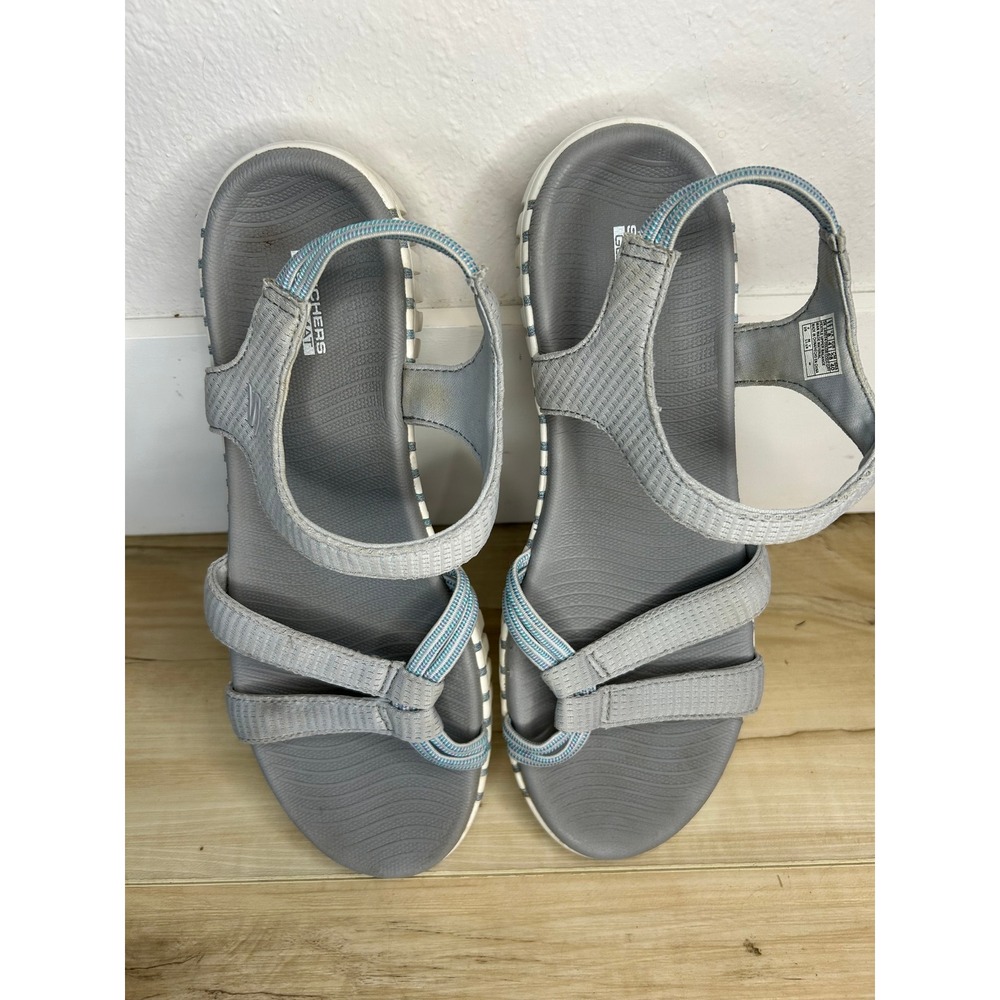 Skechers On-the-Go 600 Brilliancy Grey Strappy Sandals Womens 11 140074 Walking